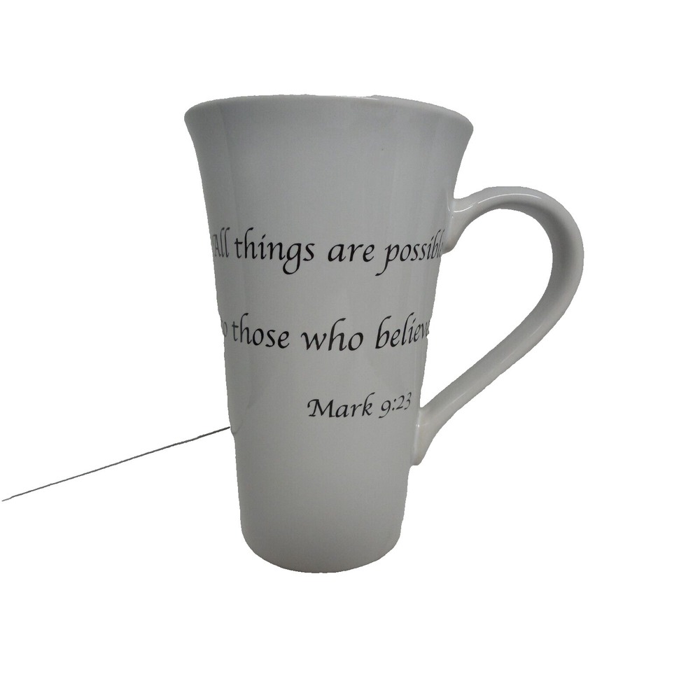 Coventry Stoneware Mark 9:23 Embossed Coffee Mug 18 oz